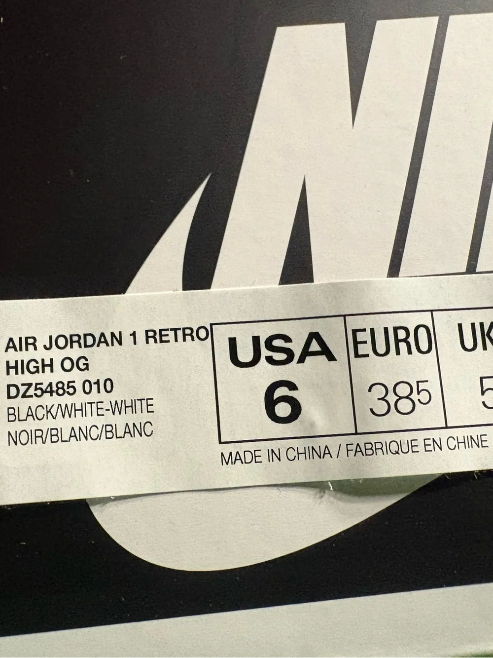 Nike Black and White High-Top- Nike Air Jordan Style youth 6, women’s 7.5